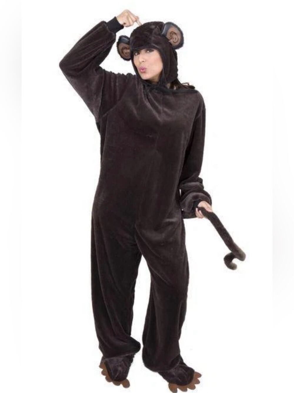 CHARADES UNISEX BROWN PLUSH MONKEY HALLOWEEN COSTUME WOMENS 14-16